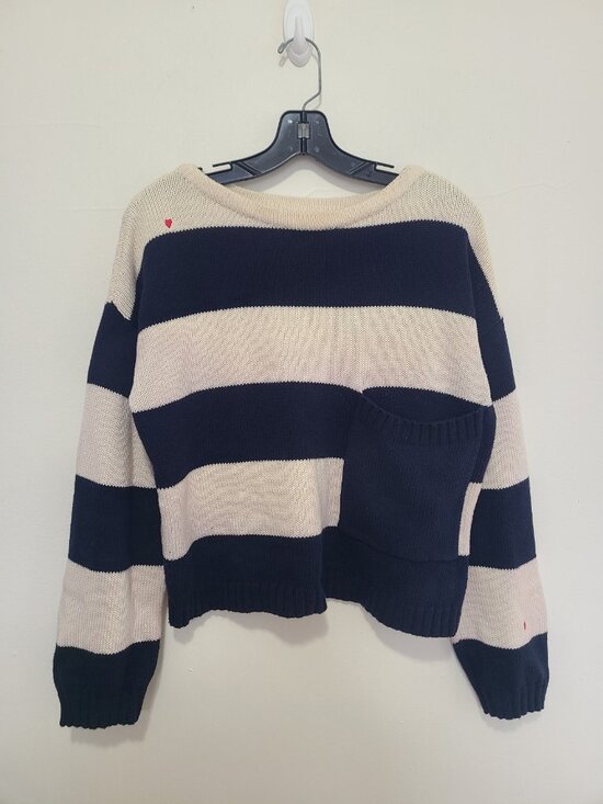 Clare V. Sweaters - Clare V. Dorothee Sweater navy cream stripes knit size XS/S
